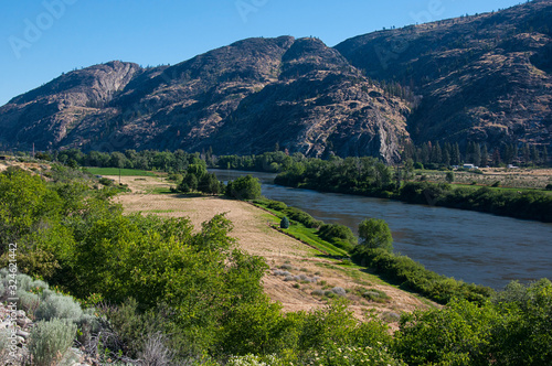Landscape valley river Okanogan River near Omak Washington