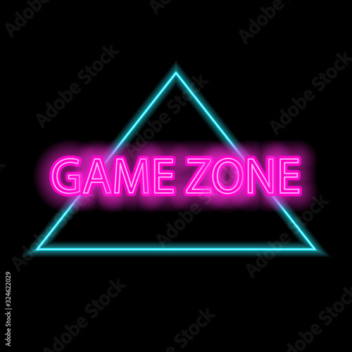 Neon sign of the playing area. Game concept. Vector illustration.