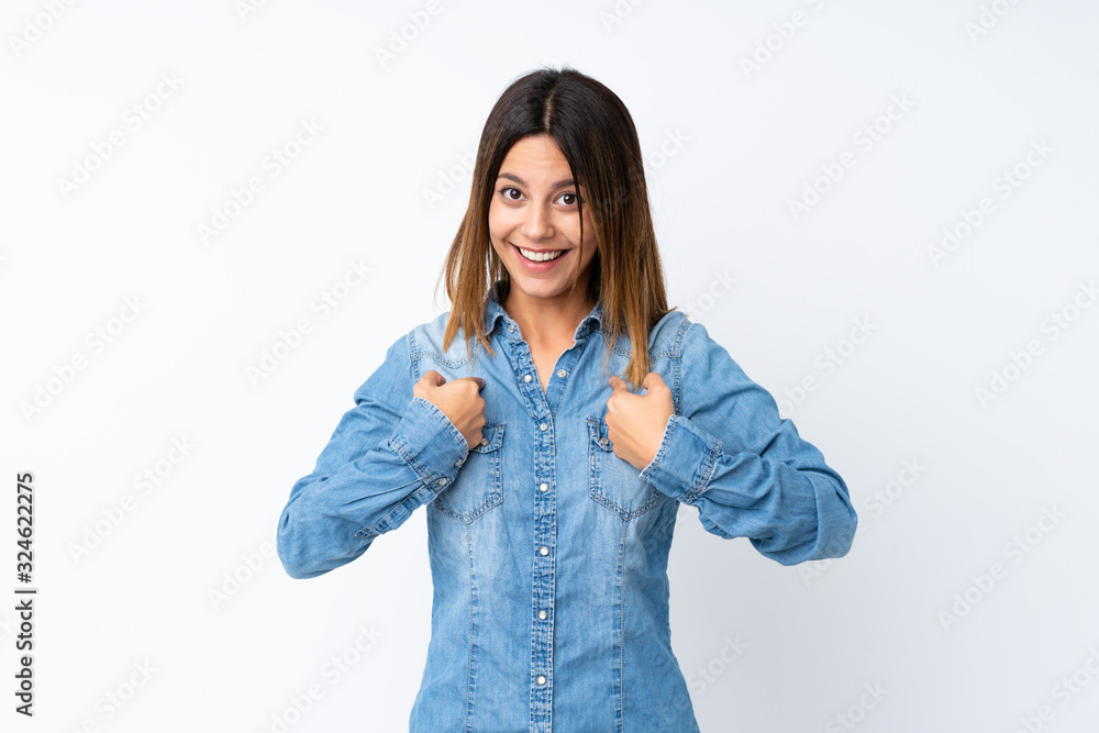 Young woman over isolated white background with surprise facial expression Young woman over isolated white background with surprise facial expression