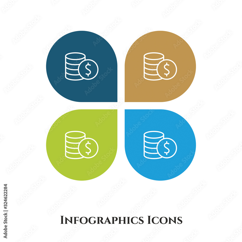 Dollar Coins Vector Illustration icon for all purpose. Isolated on 4 different backgrounds. Dollar Coins Vector Illustration icon for all purpose. Isolated on 4 different backgrounds.