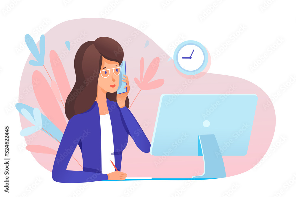 Ταπετσαρία Young woman secretary answering call in office