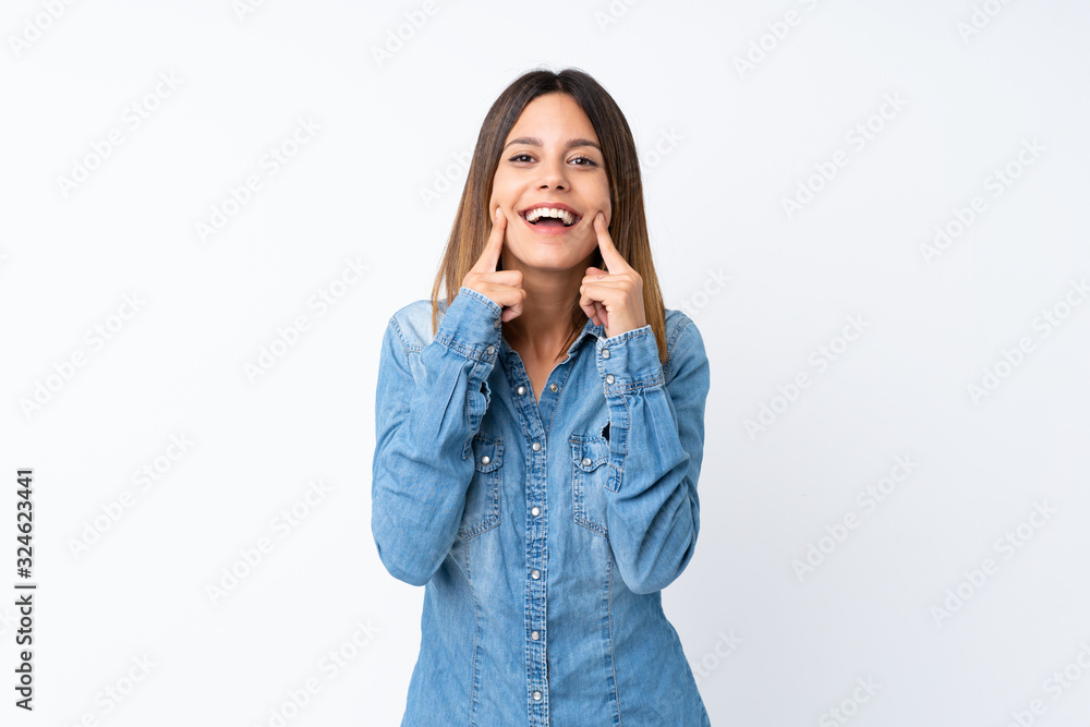 Young woman over isolated white background smiling with a happy and pleasant expression Young woman over isolated white background smiling with a happy and pleasant expression