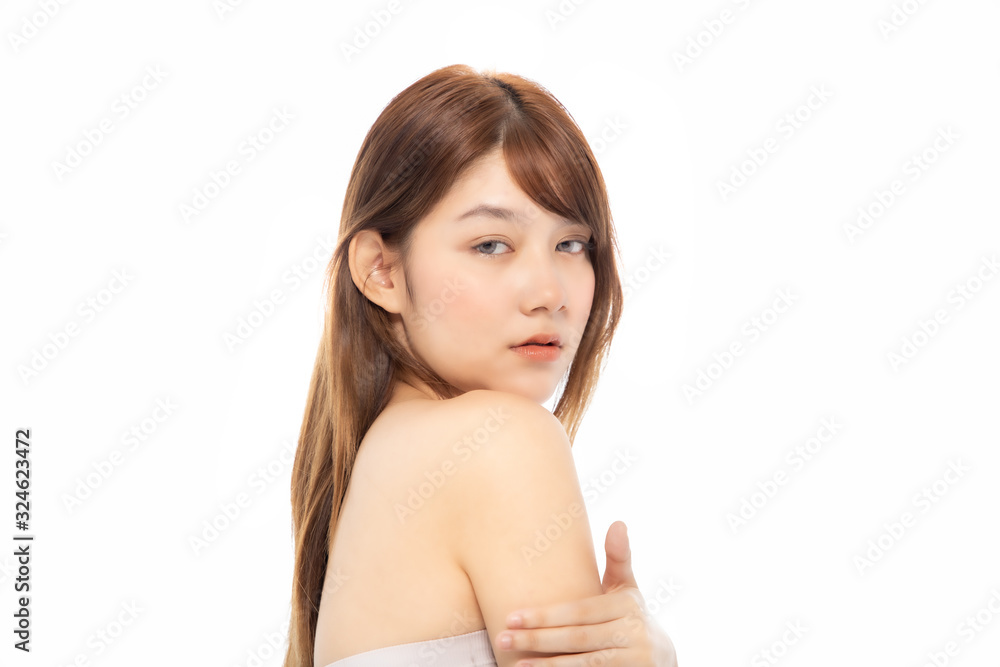 Beautiful Young Asian Woman short hair with Clean Fresh Skin. Face care, Facial treatment, Cosmetology, beauty and healthy skin and cosmetic ideas concept. Beautiful Young Asian Woman short hair with Clean Fresh Skin. Face care, Facial treatment, Cosmetology, beauty and healthy skin and cosmetic ideas concept.