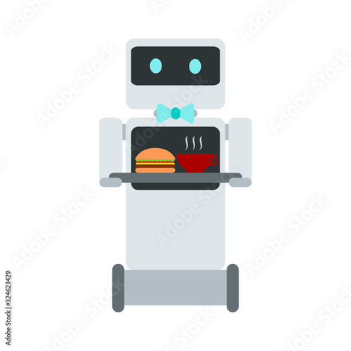 food service robot waiter flat design