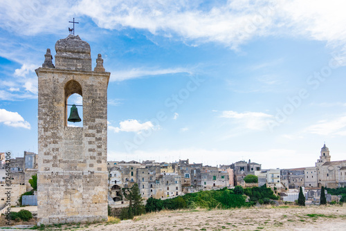 Bell tower and historical houses of Gravina di Puglia, Italy