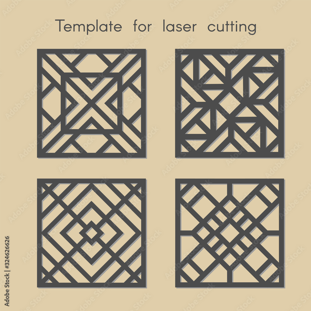 Template for laser cutting. Set geometric pattern for cut. Vector illustration. Decorative stands. Template for laser cutting. Set geometric pattern for cut. Vector illustration. Decorative stands.