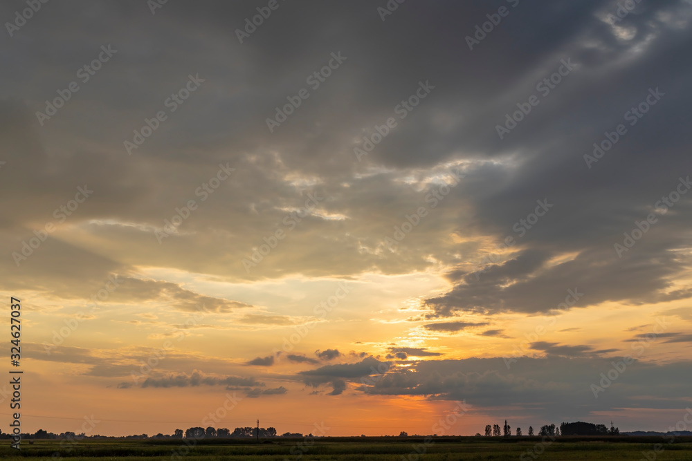 sunset over Hungarian Pusta, Hungary sunset over Hungarian Pusta, Hungary