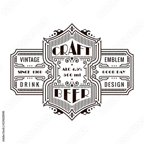 Vintage beer frame and label. Craft premium logo. Design emblem on transparent background
