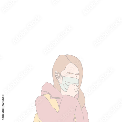 Student girl crowd in protective mask illustration vector eps 10