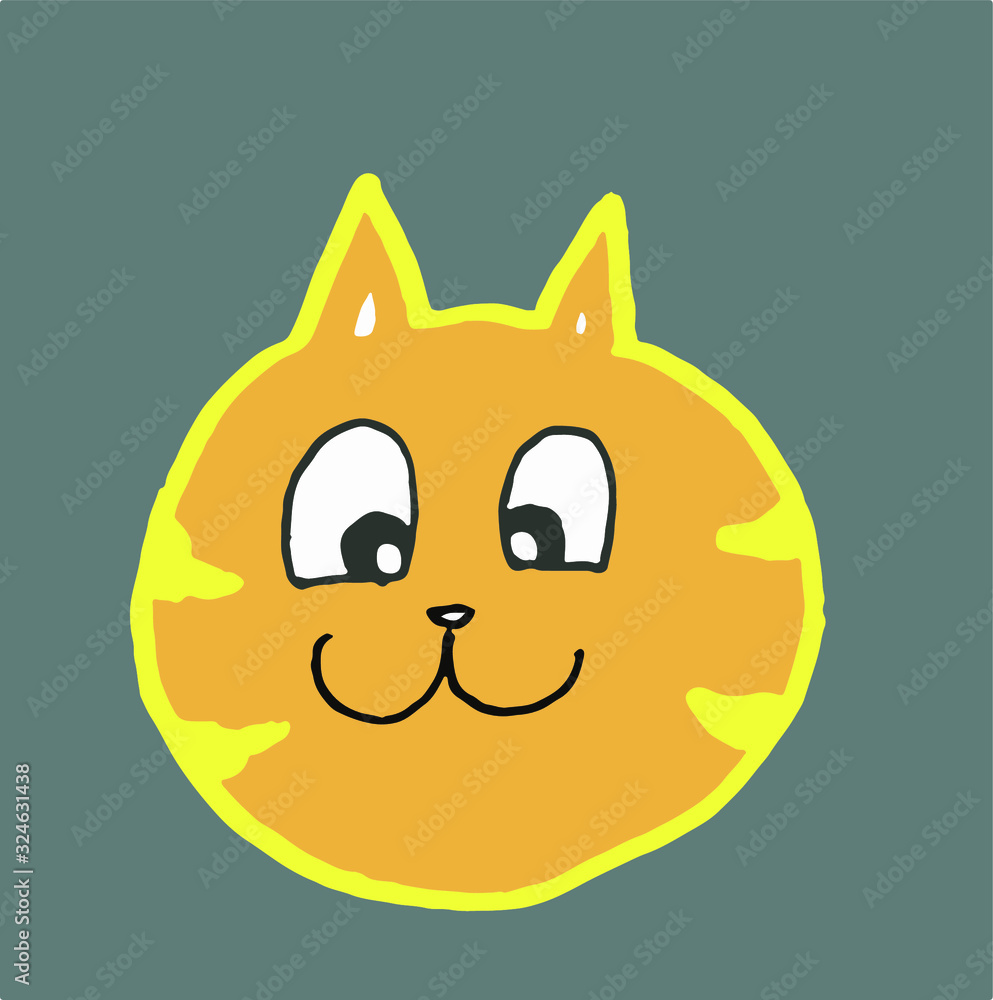 cute cat head illustration study. this is vector work. gray background cute cat head illustration study. this is vector work. gray background