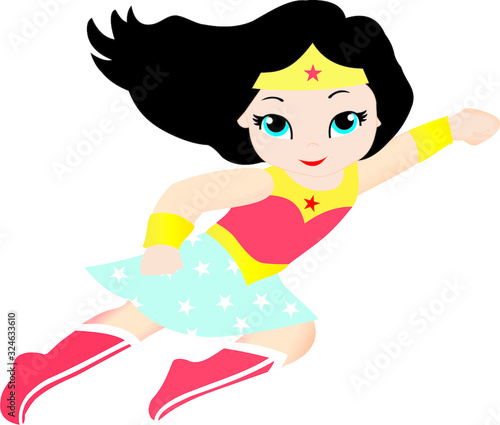Super girl illustration, flying baby super girl drawing, flying girl super girl costume
