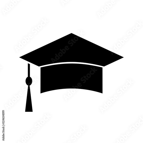 Graduation hat vector icon on white background