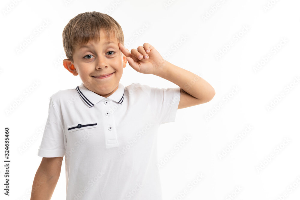 Young caucasian teenager expresses emotions on white background Young caucasian teenager expresses emotions on white background