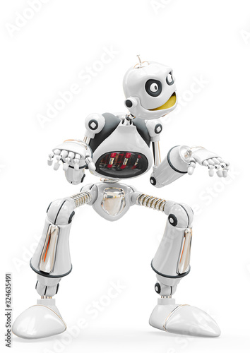 vintage robot cartoon doing a halloween pose in white background