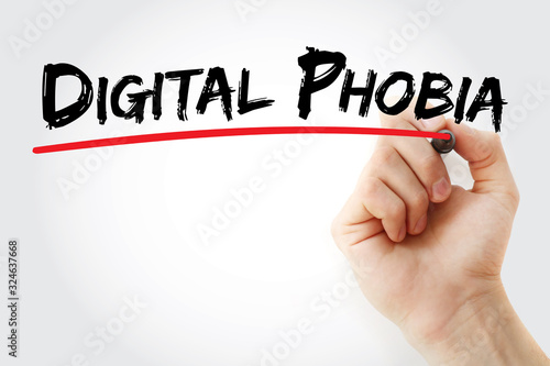 Digital phobia text with marker, concept background photo