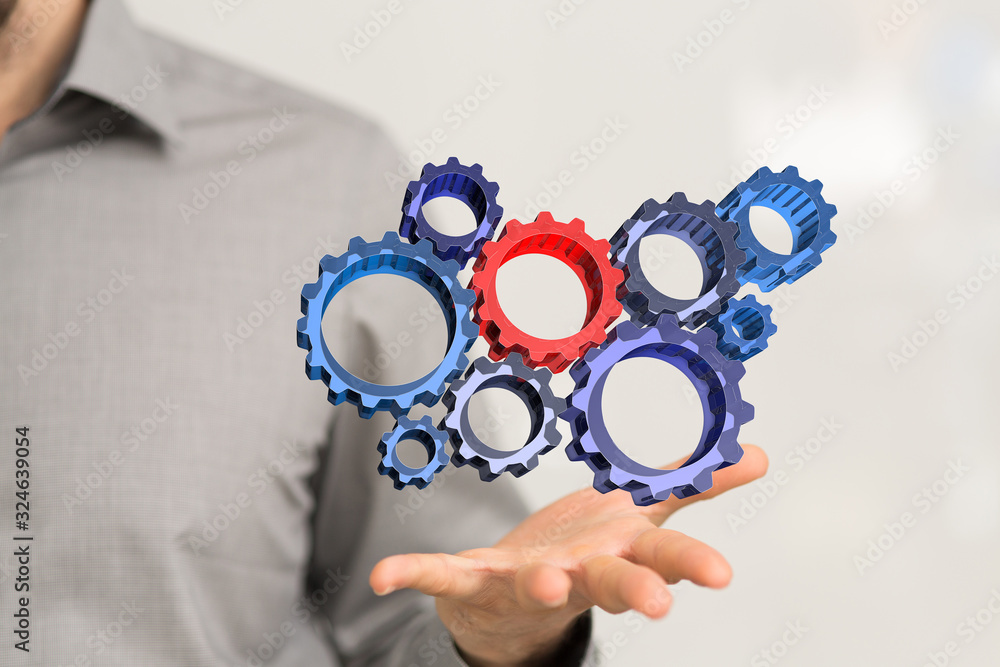 Business, Internet and technology concept. Business select gear icon on virtual screen. Business, Internet and technology concept. Business select gear icon on virtual screen.