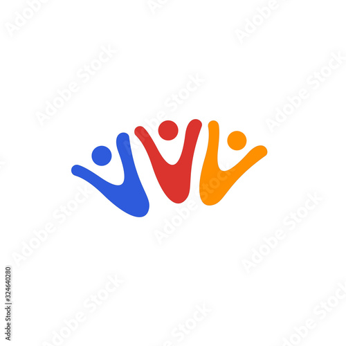 PEOPLE SIGN SYMBOL GROUP COLORFUL ON WHITE