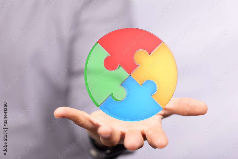 puzzle hand solution concept business. puzzle hand solution concept business.