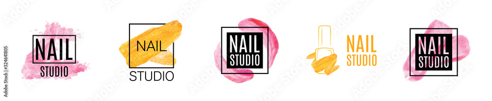 Fototapeta Vector logo of nail care Studio, nail Polish