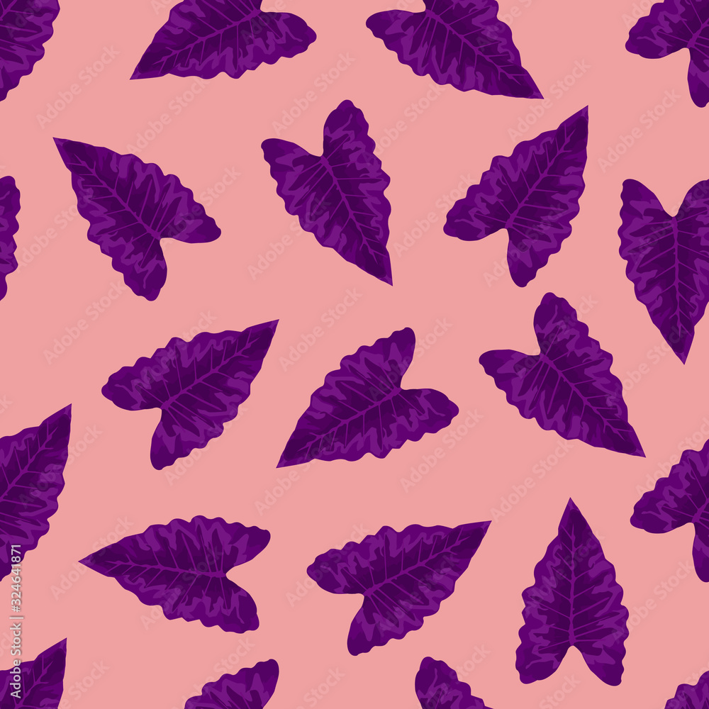 Leaves pattern for textile, print, surface, fabric design. Purple tropical leaves background. Seamless leaves pattern design Leaves pattern for textile, print, surface, fabric design. Purple tropical leaves background. Seamless leaves pattern design