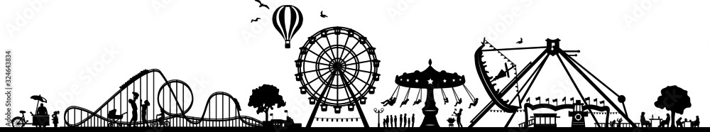 Fun Park Carousel Silhouette Vector