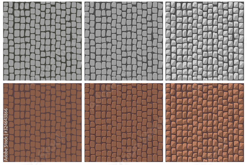 Set of seamless cobblestone paving patterns to improve.