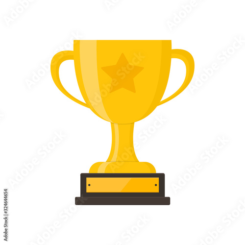 Champion's trophy or winner's trophy icon flat illustratiton