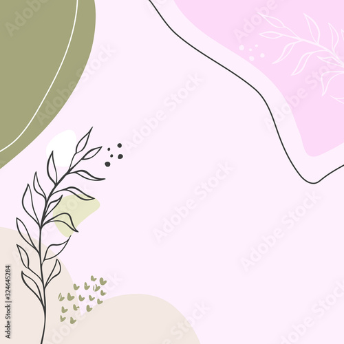 Modern abstract floral art vector leaves background.