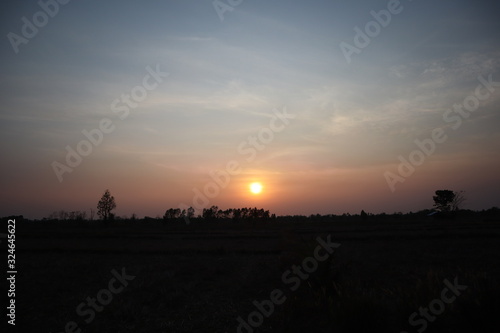 sunset in city