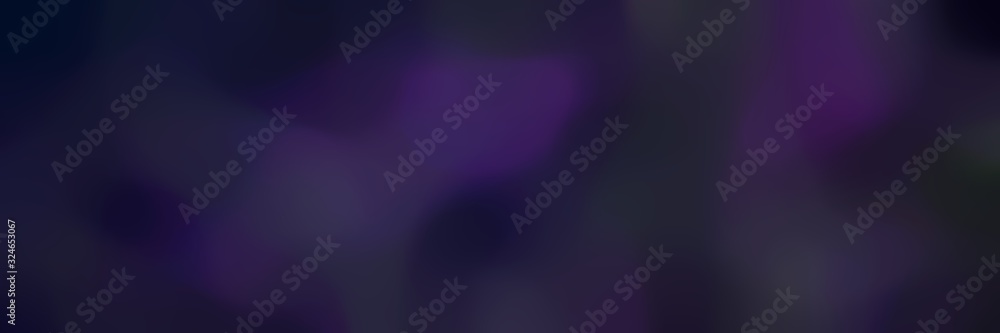 smooth iridescent landscape format background bokeh graphic with very dark blue, very dark violet and black colors and space for text or image