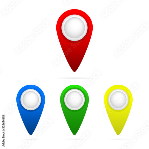Set of bright map pointers. Map pin icon. Free Download Set of bright map pointers. Map pin icon. - GFXLoad