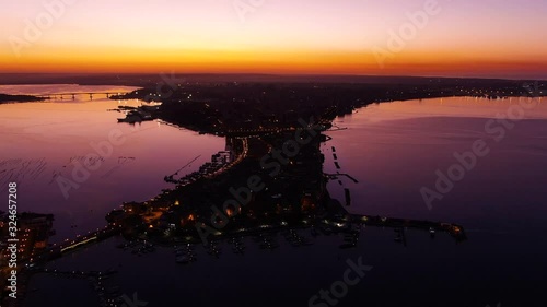 Spectacular, fantastic aerial shot of the dawn of taranto