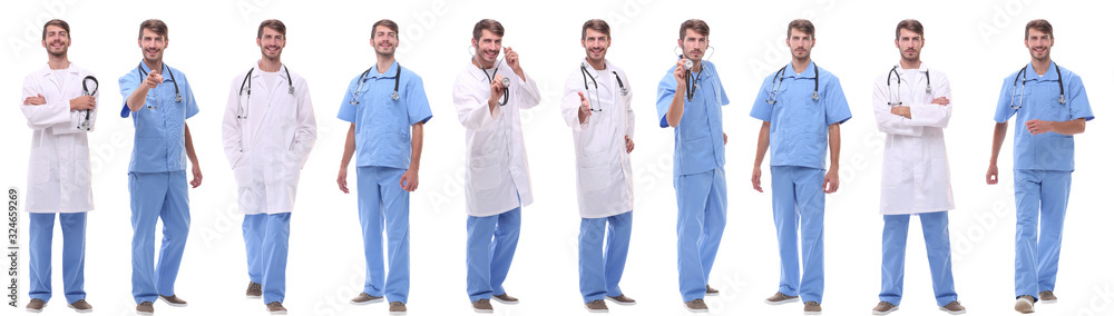 panoramic collage group of medical doctors . isolated on white panoramic collage group of medical doctors . isolated on white