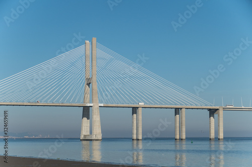 longest european bridge ponde vasco de gama in lisbon portugal © luciezr