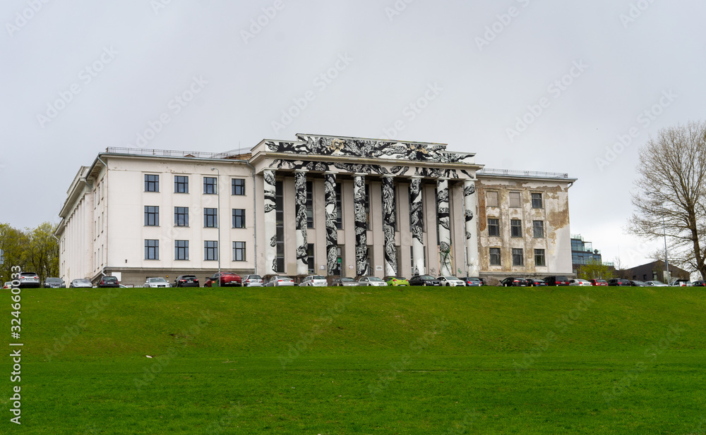 April 27, 2018 Vilnius, Lithuania. The building of the Palace of Trade Unions in Vilnius.