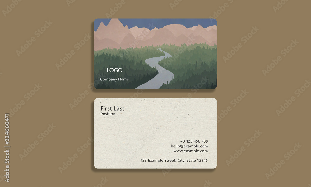 Business Card Template - Nature, Forest, River, Mountains, Outdoors