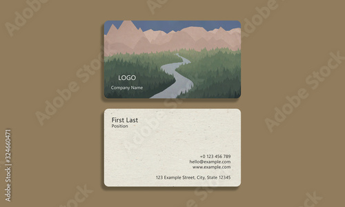 Business Card Template - Nature, Forest, River, Mountains, Outdoors