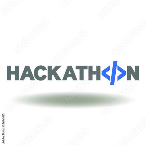 Hackathon Code Icon Vector. Hack Marathon Forum Software Programming Development Concept Word Logo.