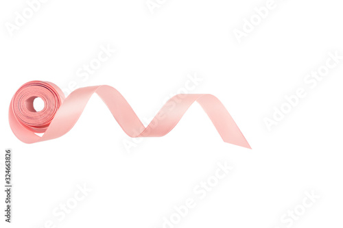 A Pink ribbon on a white background.