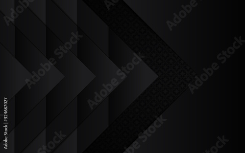 Dark abstract geometric background with paper shapes overlapping layers. Elegant and modern vector design concept for use element cover design, brochure, poster, flyer, wallpaper, banner, card © Majri