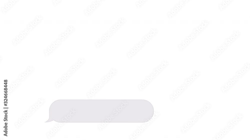 Text typing in a messenger and receiving messages, dialog in messenger, message bubbles on white screen Text typing in a messenger and receiving messages, dialog in messenger, message bubbles on white screen