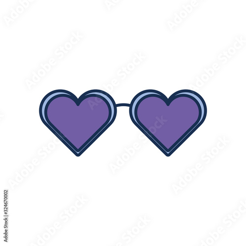 Isolated party heart glasses line fill style icon vector design