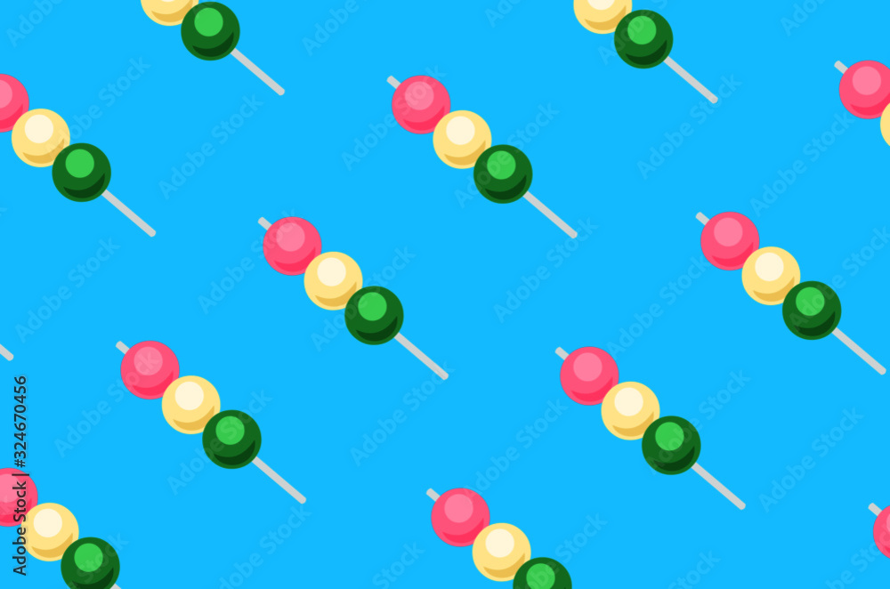 Three colored dango pattern on a blue background