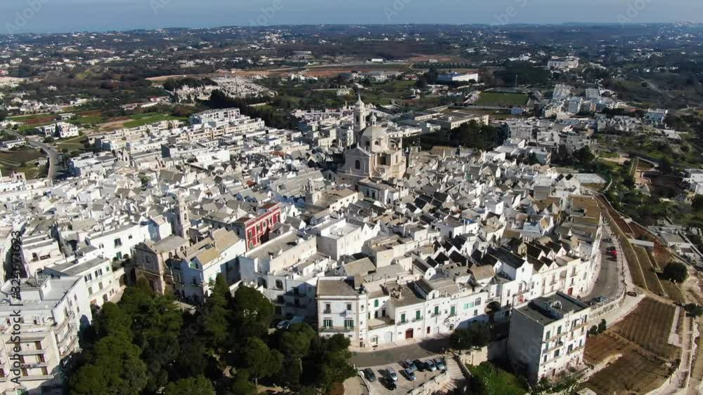 Locorotondo, historic Italian town, aerial shot 3