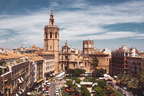 Stock photo of a panoramic view of Miguelete Tower in Valencia