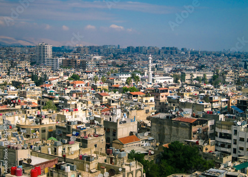 wide shot of the buildings in Damascus, Syria