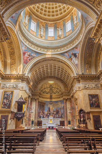 TURIN  ITALY - MARCH 16  2017  The nave of church Chiesa di San Massimo Paolo Emilio Volgari  19. cent. .