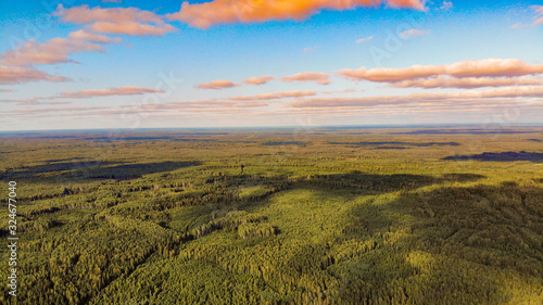 Aerial shooting the village of Suday in the Kostroma taiga photo