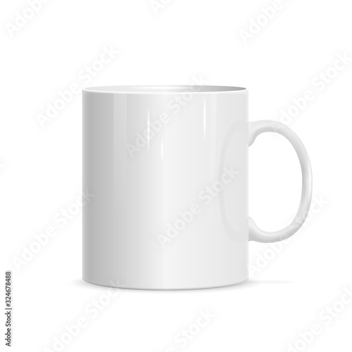 Realistic white cup. Template for mock up.