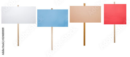 blank protest signs isolated on white